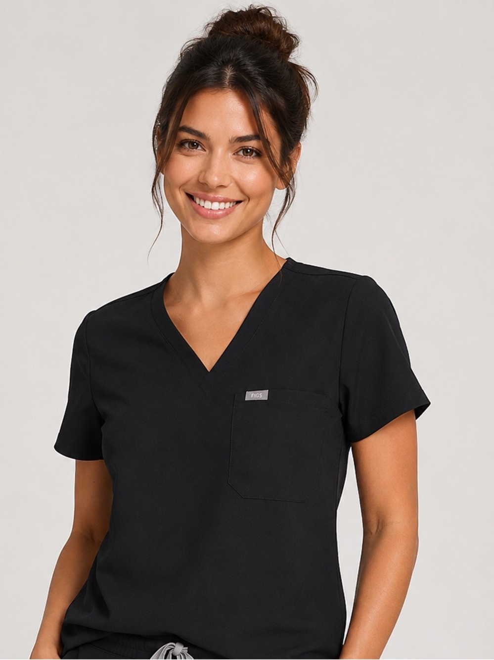 FIGS Technical Collection Black V-Neck Scrub Top Women’s Size Medium